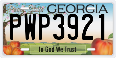 GA license plate PWP3921