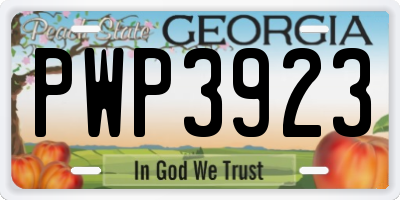 GA license plate PWP3923