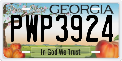 GA license plate PWP3924