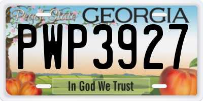 GA license plate PWP3927