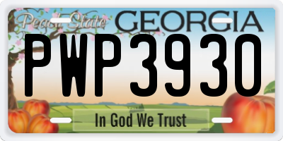 GA license plate PWP3930