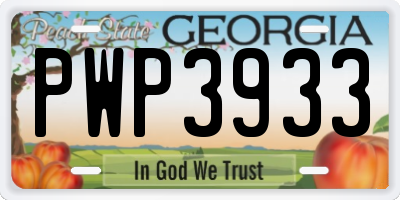 GA license plate PWP3933
