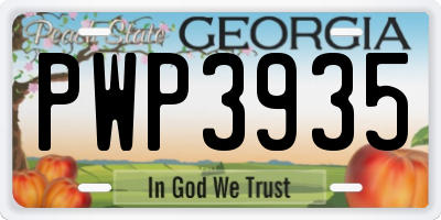 GA license plate PWP3935