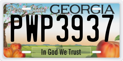 GA license plate PWP3937