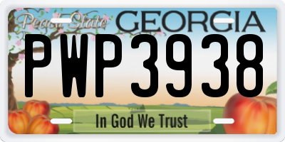 GA license plate PWP3938