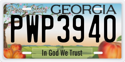 GA license plate PWP3940