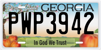 GA license plate PWP3942