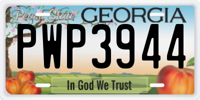 GA license plate PWP3944