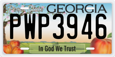 GA license plate PWP3946
