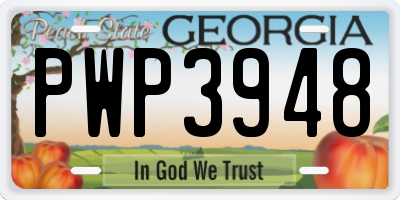 GA license plate PWP3948