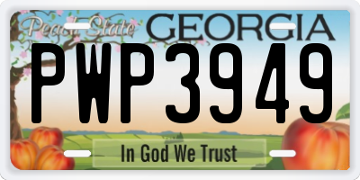 GA license plate PWP3949