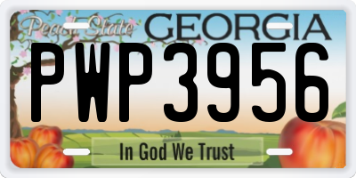 GA license plate PWP3956