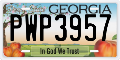 GA license plate PWP3957