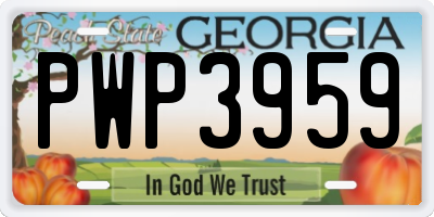 GA license plate PWP3959