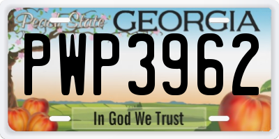 GA license plate PWP3962