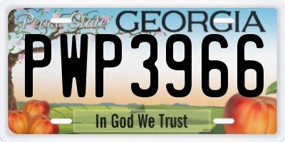 GA license plate PWP3966