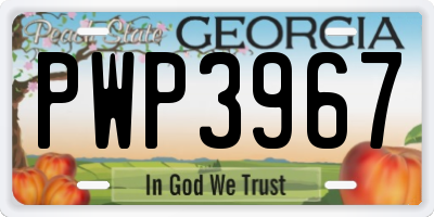 GA license plate PWP3967