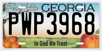 GA license plate PWP3968