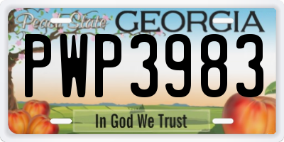 GA license plate PWP3983