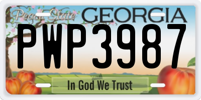 GA license plate PWP3987
