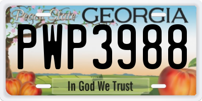 GA license plate PWP3988