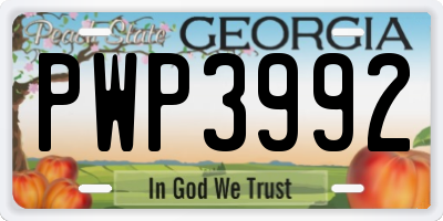 GA license plate PWP3992