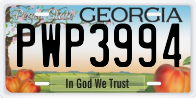 GA license plate PWP3994