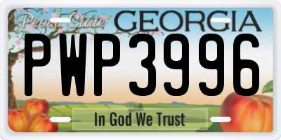 GA license plate PWP3996