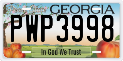 GA license plate PWP3998