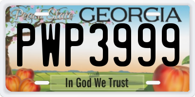 GA license plate PWP3999