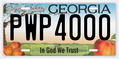 GA license plate PWP4000