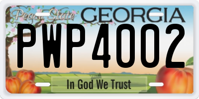 GA license plate PWP4002