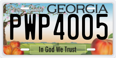 GA license plate PWP4005