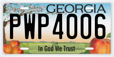 GA license plate PWP4006