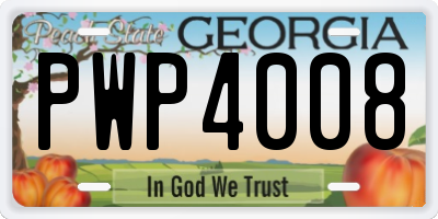 GA license plate PWP4008