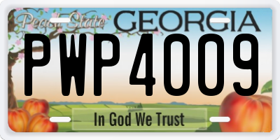 GA license plate PWP4009