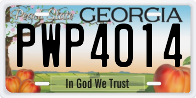 GA license plate PWP4014