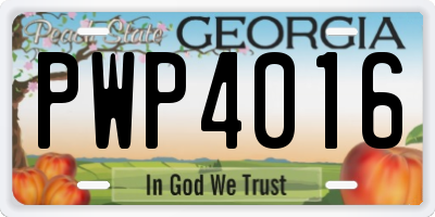 GA license plate PWP4016