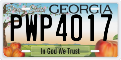 GA license plate PWP4017