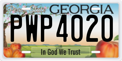 GA license plate PWP4020