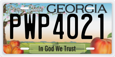 GA license plate PWP4021