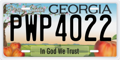 GA license plate PWP4022