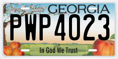 GA license plate PWP4023