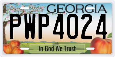 GA license plate PWP4024