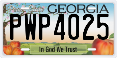 GA license plate PWP4025
