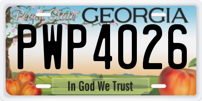 GA license plate PWP4026