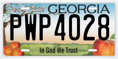 GA license plate PWP4028
