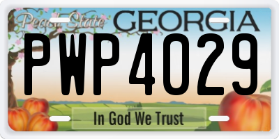 GA license plate PWP4029
