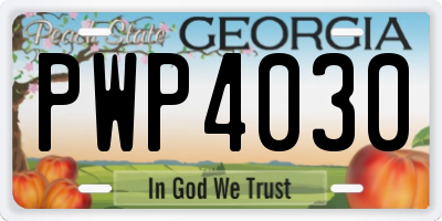 GA license plate PWP4030