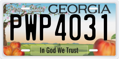 GA license plate PWP4031